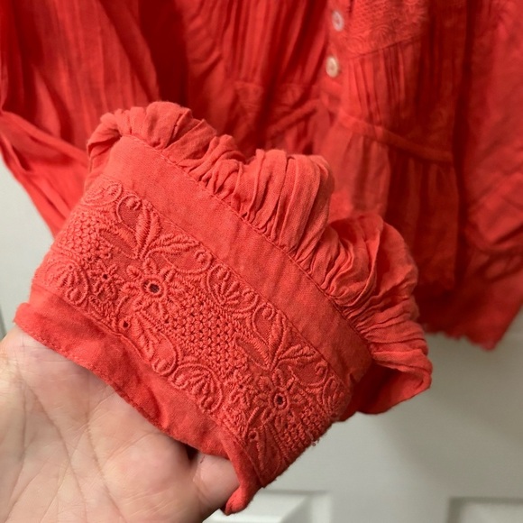 Free People True Color Boho Hippie Crochet Knit Peasant Top Womens Size Medium - Picture 5 of 10